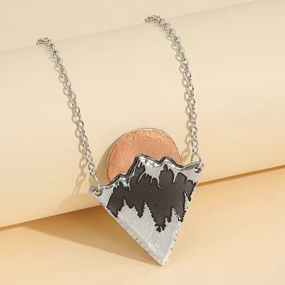 Pendant Necklace with Mountains and Setting Sun #645 - Picture 3 of 8